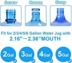 3 Pack Reusable 3 & 5 Gallon Water Jug Cap, Upgrade Silicone Reusable