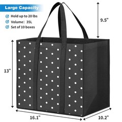 10 Pack Reusable Grocery Bags For Groceries 35l Large Capacity Heavy Duty Waterp