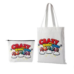 Bingo Bag with Large Capacity Tote Bag, Canvas 36 cm x 33 cm, White
