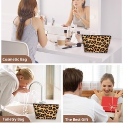 Makeup Bag Brown Leopard Print Cosmetic Bags for Women