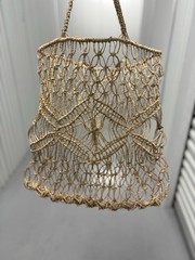 Beige String Mesh Foldable Bag for Decor or Eco- Smart Use