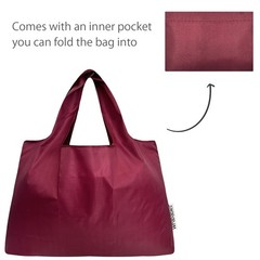 Large & Small Foldable Tote Nylon Reusable Grocery Bags Set of 2 Burgundy