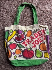 Two Vintage Trader Joe’s Shopping Bag Fruit & Vegetables 100% Cotton Made in USA