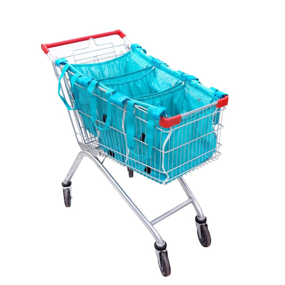 3-Pack Reusable Universal Cart Bag + Base Board (Teal)