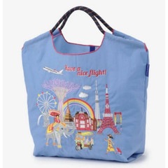 [US Tax Paid] Ball&Chain JAL In-Flight Embroidered Reusable Tote Bag Blue NEW