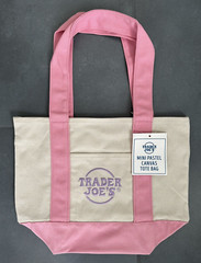 Trader Joe’s Mini Pastel Canvas Tote Bag Delicate Pink Limited Ed. NEW WITH TAGS