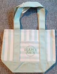 TRADER jOE’S Mini Canvas Striped Tote Bag Green Limited Edition Collection