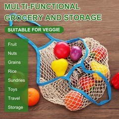 uxcell 3Pcs Reusable Mesh Produce Storage Bags Washable Net Portable Purple