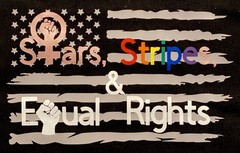 Reusable Canvas Shopping Bag Black Stars Stripes Equal Rights Flag Text Design