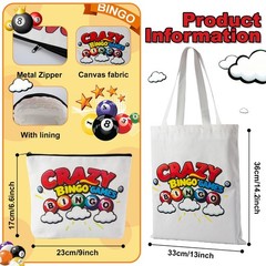 Bingo Bag with Large Capacity Tote Bag, Canvas 36 cm x 33 cm, White