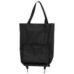 Foldable Wheeled Grocery Bag with Pull Strap Lightweight Oxford Fabric Tote
