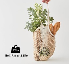 Lemonfilter Mesh Grocery Bags, 5 Pack Large, beige+rosewood+green+gray blue