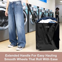 (Small,Black) Reusable Grocery Bag on 4 Wheels, 60L Foldable Rolling Tote Bag…