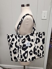 Laundry Tote Black White Travel Tote Bag Animal Print With Magnetic Closure