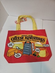 Trader Joe’s Cheese Adventures Cheese Themed 100% Cotton Reusable Tote Bag NWT