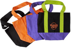 Lot of 4 (Set) Trader Joe’s Mini Canvas Tote Bag Trick-or-Treat Orange, Black,