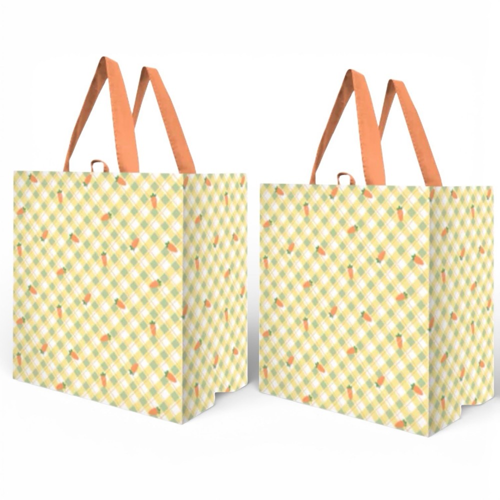 🥕 Easter Bag With Cute Carrots Reusable Tote Gift Bags NEW (2 Pack) Baskets