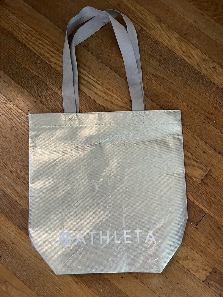 Athleta Extra Large Reusable Tote Logo Bag Silver Travel