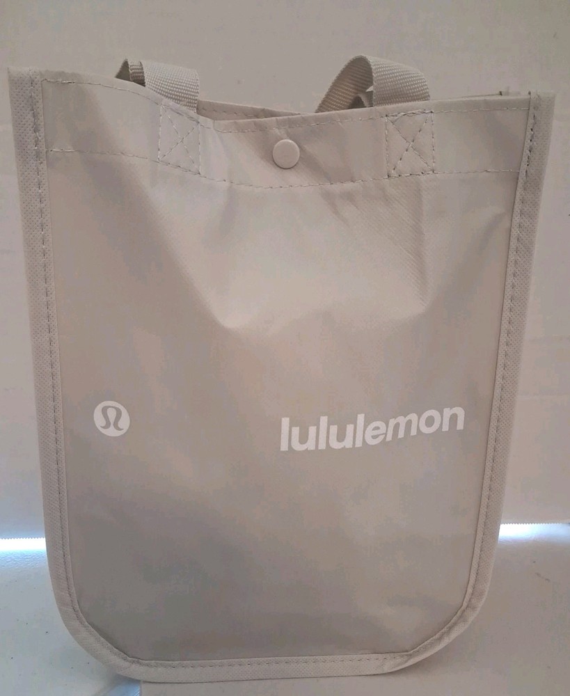 Lululemon Small Reusable Shopping Tote Lunch Bag Gray New Double Handles