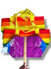 IKEA Rainbow Stripe Reusable Shopping Bags Multicolor Plastic 2 Pack 15x11x6