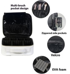 CHICREEN Large Black Makeup Organizor, Cosmetic Case, Travel White-Sew