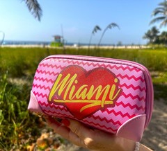 Valentine’ Day Miami Cosmetic Bag, Red Chevron Pink And Pattern