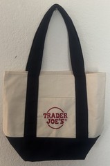 Trader Joe’s Canvas Tote Bag Beige & Black Reusable Grocery Bag w/ Tag