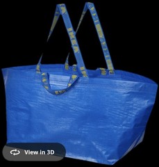 (3) Large IKEA Shopping Bag Blue Sturdy Laundry Grocery Durable- Frakta 19Gal