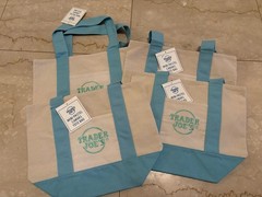 Trader Joe’s Foldable Canvas Mini Tote Bags, Four-Piece Set, Pastel Blue