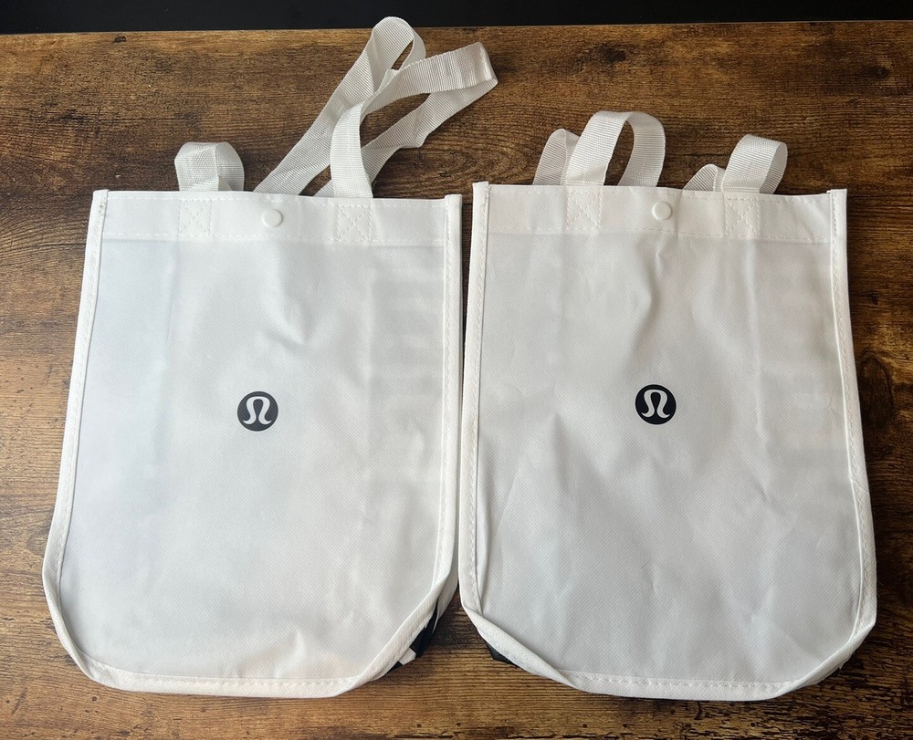 Lululemon 2 Small Reusable Bags White & Black