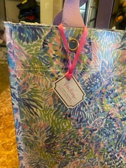 NWT Lilly Pulitzer Purple Blue Reusable Grocery Market Shopper Tote Bag
