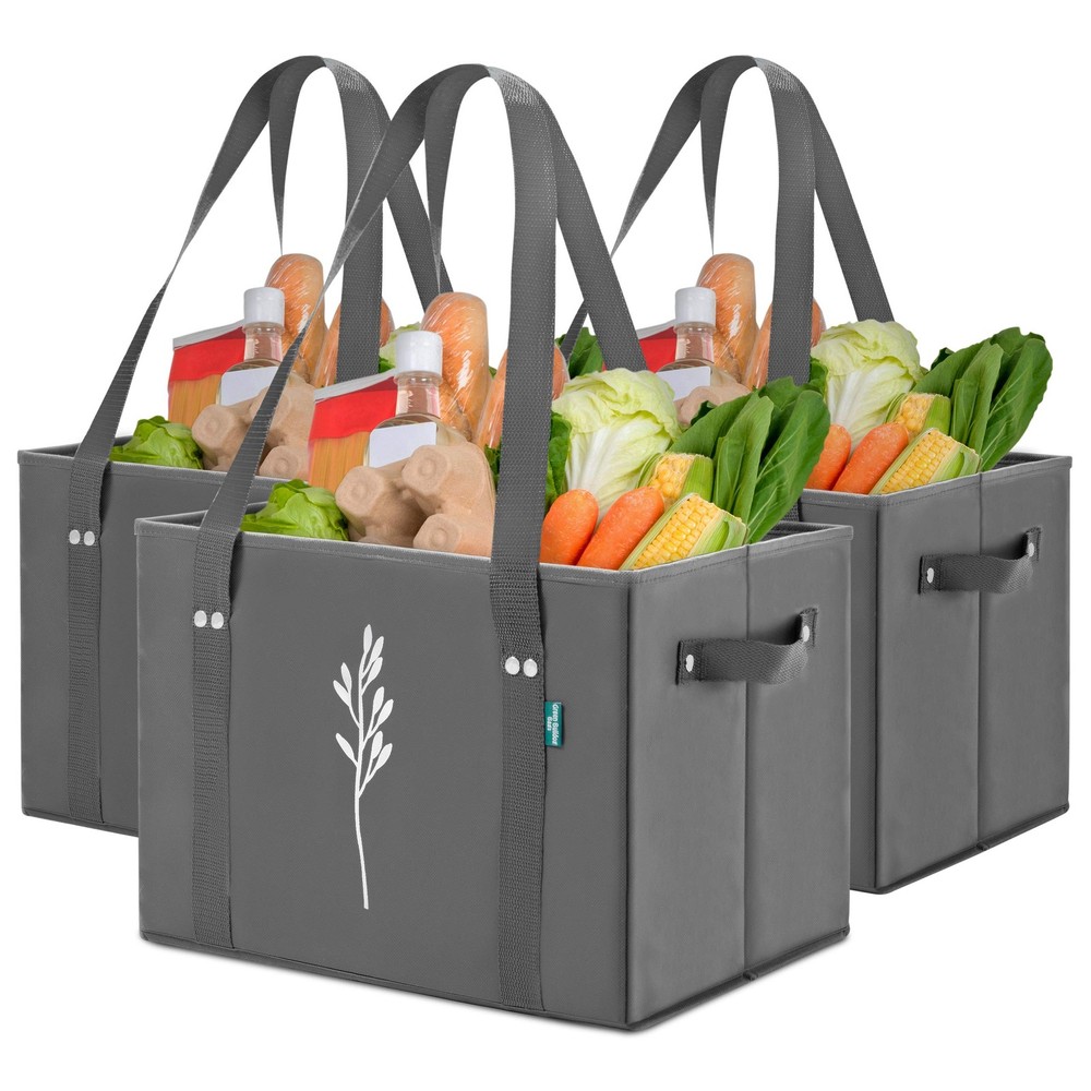Green Reusable Grocery Bags – Heavy Duty Reusable Shopping Tote Bags W/Long H…