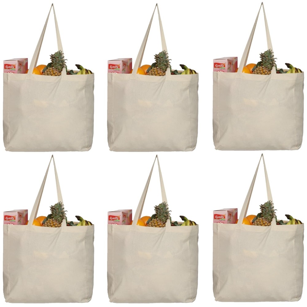 Greenmile 6 Pack Canvas Reusable Grocery Bags – Cotton Canvas Grocery Bag Cloth