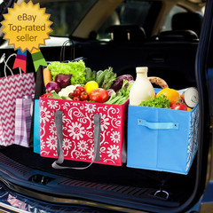 4 Pack Reusable Grocery Bags Collapsible Large Storage Box Bag with Reinforced