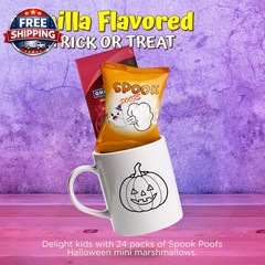 24 Pack Halloween Mini Marshmallows – Spook Poof – Indvidually Wrapped Vanilla F