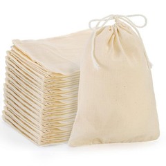 Suwimut 50 Pack Cotton Drawstring Bags, 5×7 Inch Inch, Unbleached