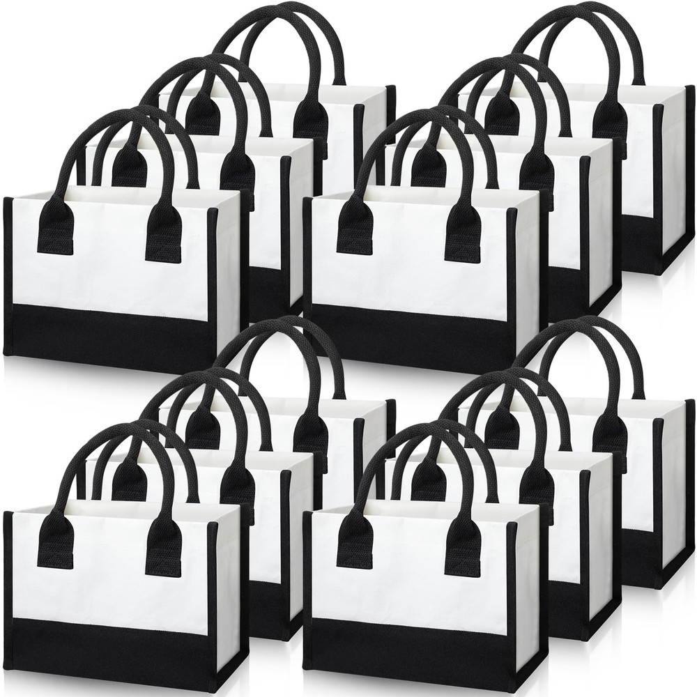 12 Pcs Burlap Tote Bag Mini Jute Reusable Bag with Handles Small Blank Canvas…