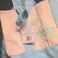 Set Of 2 Trader Joe’s Mini Pastel Canvas Tote Bag, Reusable Blue & GREEN