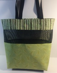 Handmade Giving Thanks Mesh Market Bag Green Cotton Fabric 15″X13″ Reusable