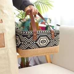 Canvas Tote Bag, Small Rectangular Picnic Basket for Storage Shopping Laundry…