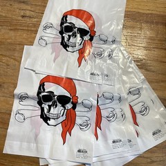 15-White Plastic Gift Tote Bag Skull Bones Oriental Trading Co. 17″ x 12.5″