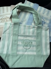 Trader Joe’s Mini Pastel Stripe Canvas Tote Bag Limited Edition Set Of 4 IN HAND