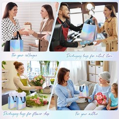 60 Sets Reusable Gift Bags with Tissues Papers Glossy Non Woven Tote Bags