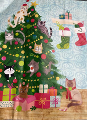 NEW Reusable Shopping Bag Cats & Kittens Coffee Cups Bag 19″x17″