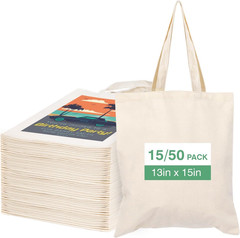 Canvas Tote Bag Bulk for DIY Projects, 13X15 Inches Tote Bags for Grocery Shoppi
