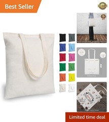 3 | 6 | 12 | 24 | 48 | 192 Pack Economical Cotton Tote Bags, Lightweight Medi…