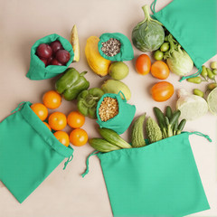 Green Cotton Single Drawstring Bags – Premium Quality – Reusable – Select Sizes