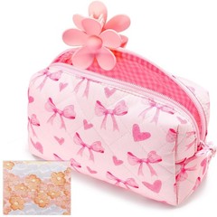 Paterr Cotton Quilted Makeup Bag Valentine Bridesmaid Gifts Small Cute Pink