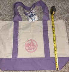 NWT Trader Joes Reusable Large Tote Bag Embroidered 21 x 14 Purple