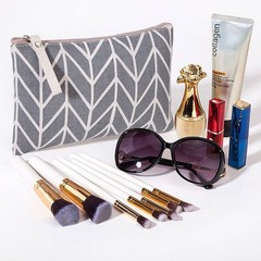 SUMAJU 2 Pcs Canvas Cosmetic Bag, Multi-Function Small Zipper Pouch Set 1